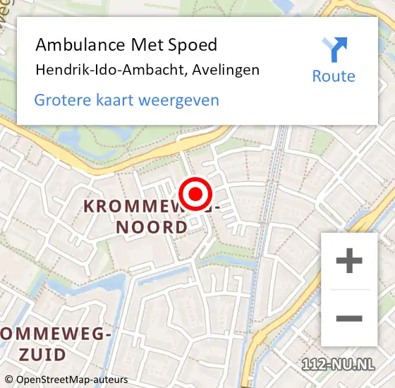 Locatie op kaart van de 112 melding: Ambulance Met Spoed Naar Hendrik-Ido-Ambacht, Avelingen op 10 september 2019 21:05
