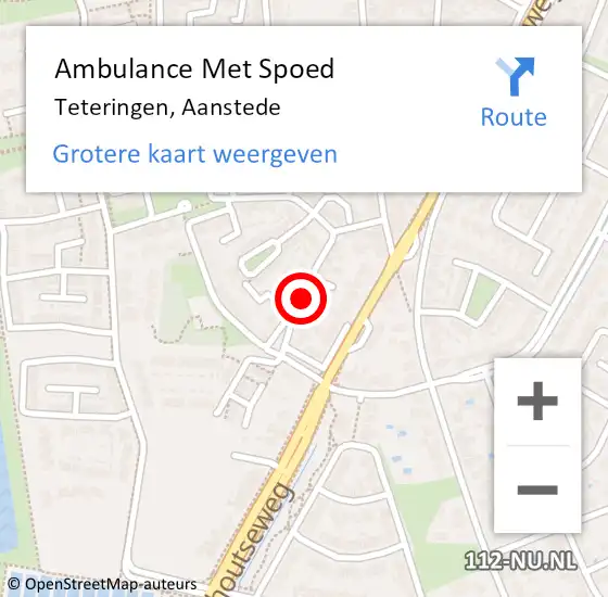 Locatie op kaart van de 112 melding: Ambulance Met Spoed Naar Teteringen, Aanstede op 10 september 2019 21:14