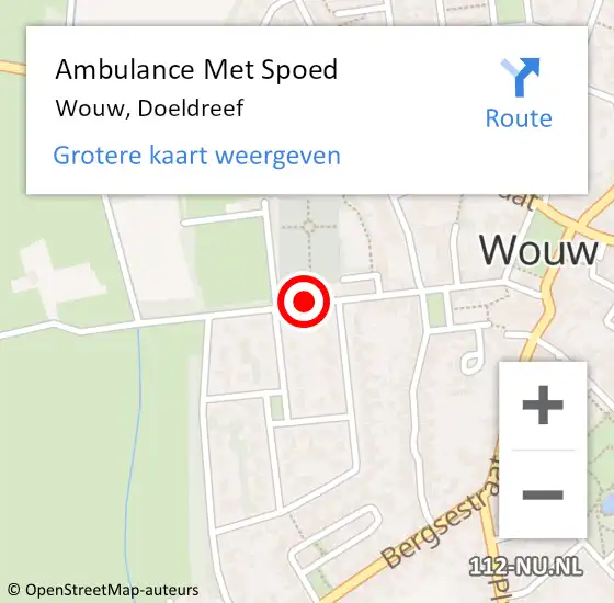 Locatie op kaart van de 112 melding: Ambulance Met Spoed Naar Wouw, Doeldreef op 10 september 2019 21:51