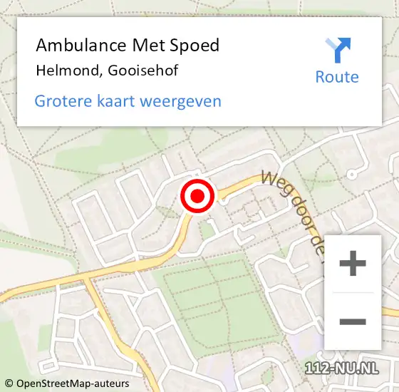 Locatie op kaart van de 112 melding: Ambulance Met Spoed Naar Helmond, Gooisehof op 10 september 2019 22:25