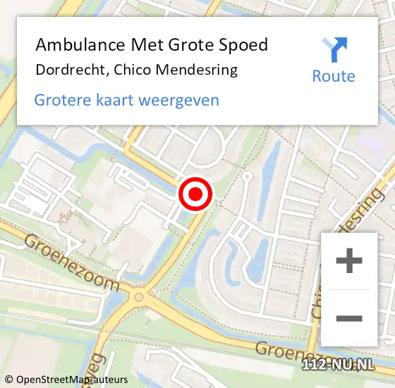 Locatie op kaart van de 112 melding: Ambulance Met Grote Spoed Naar Dordrecht, Chico Mendesring op 10 september 2019 22:54