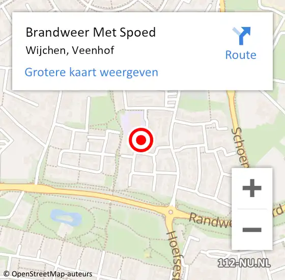 Locatie op kaart van de 112 melding: Brandweer Met Spoed Naar Wijchen, Veenhof op 10 september 2019 23:13
