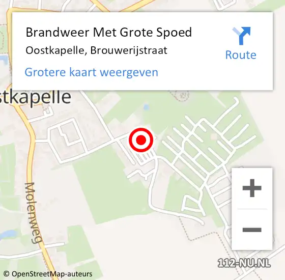 Locatie op kaart van de 112 melding: Brandweer Met Grote Spoed Naar Oostkapelle, Brouwerijstraat op 10 september 2019 23:35