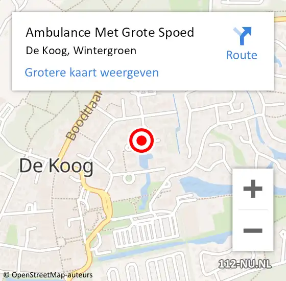 Locatie op kaart van de 112 melding: Ambulance Met Grote Spoed Naar De Koog, Wintergroen op 11 september 2019 00:25