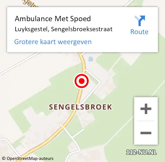 Locatie op kaart van de 112 melding: Ambulance Met Spoed Naar Luyksgestel, Sengelsbroeksestraat op 11 september 2019 00:54