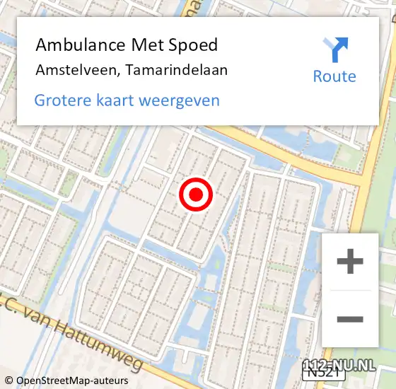 Locatie op kaart van de 112 melding: Ambulance Met Spoed Naar Amstelveen, Tamarindelaan op 11 september 2019 04:48