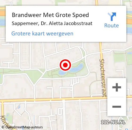 Locatie op kaart van de 112 melding: Brandweer Met Grote Spoed Naar Sappemeer, Dr. Aletta Jacobsstraat op 11 september 2019 06:26