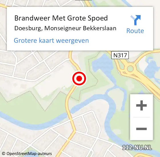Locatie op kaart van de 112 melding: Brandweer Met Grote Spoed Naar Doesburg, Monseigneur Bekkerslaan op 11 september 2019 07:01