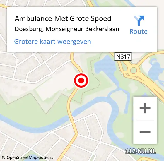 Locatie op kaart van de 112 melding: Ambulance Met Grote Spoed Naar Doesburg, Monseigneur Bekkerslaan op 11 september 2019 07:04