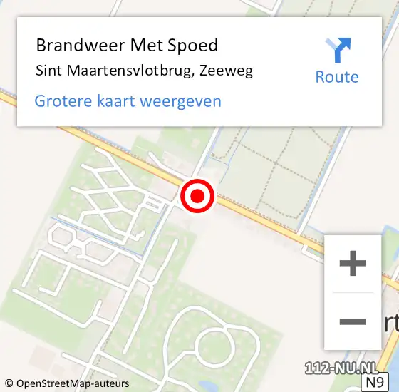 Locatie op kaart van de 112 melding: Brandweer Met Spoed Naar Sint Maartensvlotbrug, Zeeweg op 13 april 2014 12:34