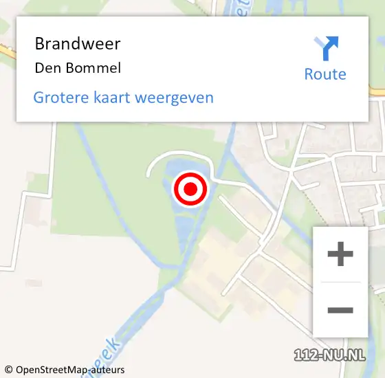 Locatie op kaart van de 112 melding: Brandweer Den Bommel op 11 september 2019 10:20