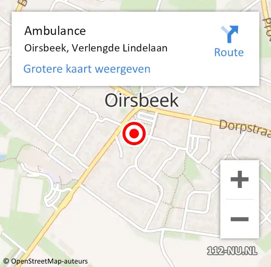 Locatie op kaart van de 112 melding: Ambulance Oirsbeek, Verlengde Lindelaan op 13 april 2014 12:51