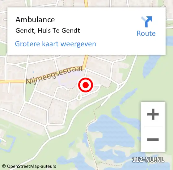 Locatie op kaart van de 112 melding: Ambulance Gendt, Huis Te Gendt op 11 september 2019 11:50