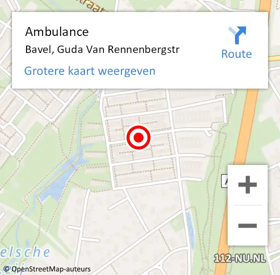 Locatie op kaart van de 112 melding: Ambulance Bavel, Guda Van Rennenbergstr op 11 september 2019 12:19