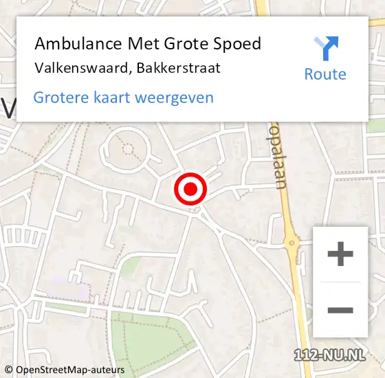 Locatie op kaart van de 112 melding: Ambulance Met Grote Spoed Naar Valkenswaard, Bakkerstraat op 11 september 2019 12:51