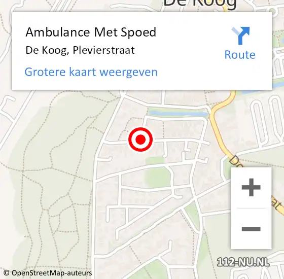 Locatie op kaart van de 112 melding: Ambulance Met Spoed Naar De Koog, Plevierstraat op 11 september 2019 13:03