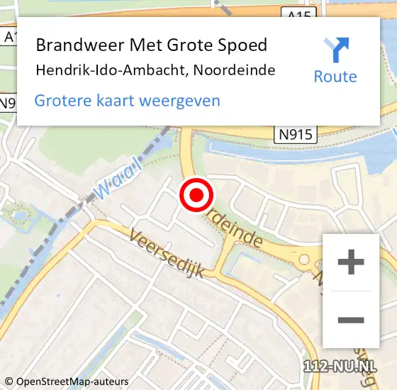 Locatie op kaart van de 112 melding: Brandweer Met Grote Spoed Naar Hendrik-Ido-Ambacht, Noordeinde op 11 september 2019 13:53