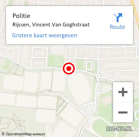 Locatie op kaart van de 112 melding: Politie Rijssen, Vincent Van Goghstraat op 11 september 2019 13:58