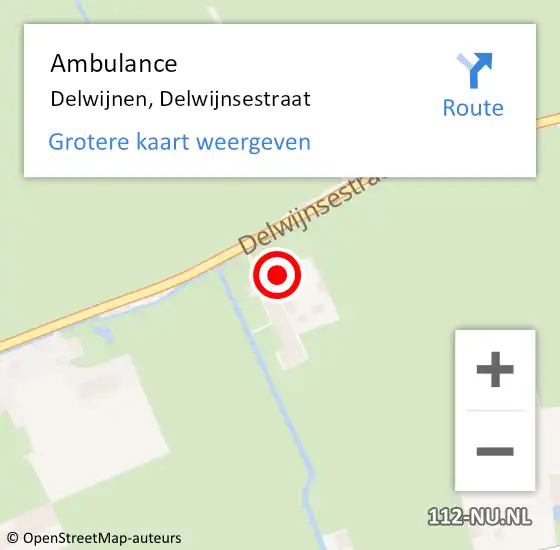 Locatie op kaart van de 112 melding: Ambulance Delwijnen, Delwijnsestraat op 13 april 2014 13:18