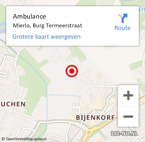 Locatie op kaart van de 112 melding: Ambulance Mierlo, Burg Termeerstraat op 11 september 2019 14:34