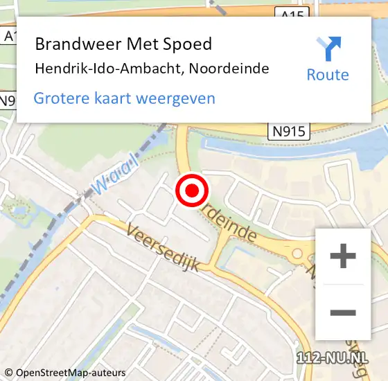 Locatie op kaart van de 112 melding: Brandweer Met Spoed Naar Hendrik-Ido-Ambacht, Noordeinde op 11 september 2019 14:44