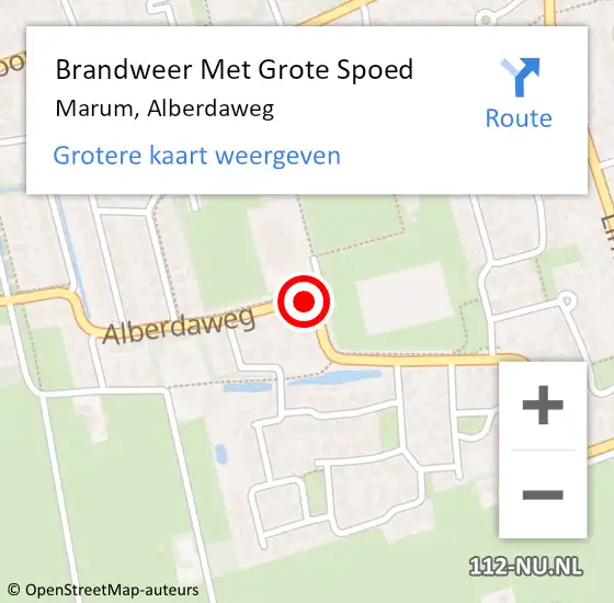 Locatie op kaart van de 112 melding: Brandweer Met Grote Spoed Naar Marum, Alberdaweg op 11 september 2019 15:59