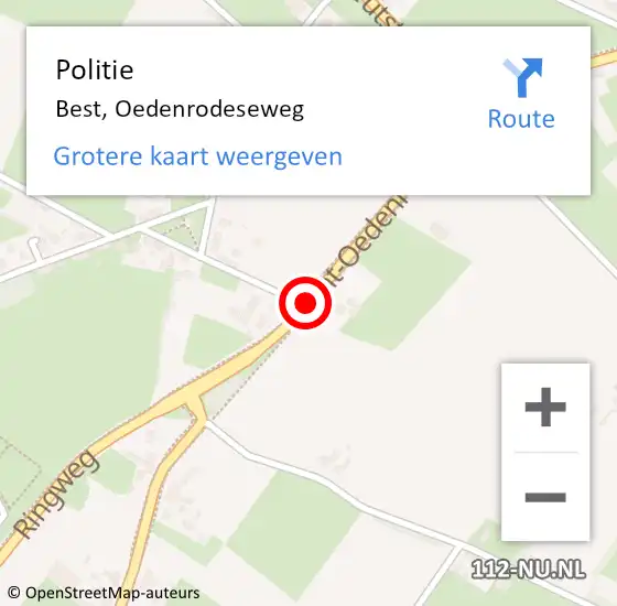Locatie op kaart van de 112 melding: Politie Best, Oedenrodeseweg op 11 september 2019 17:19