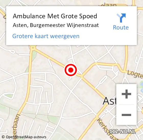 Locatie op kaart van de 112 melding: Ambulance Met Grote Spoed Naar Asten, Burgemeester Wijnenstraat op 11 september 2019 17:20