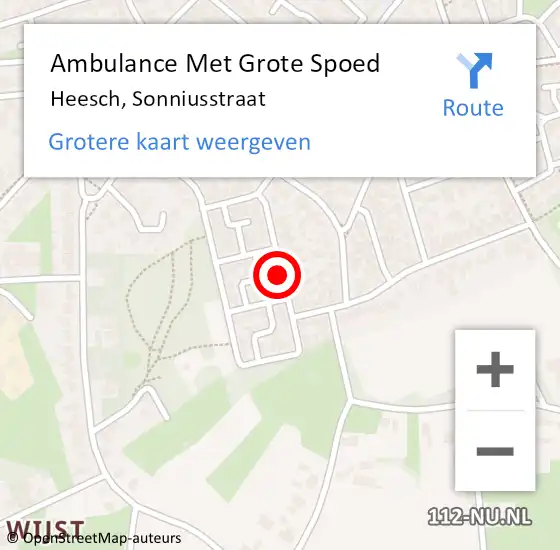 Locatie op kaart van de 112 melding: Ambulance Met Grote Spoed Naar Heesch, Sonniusstraat op 11 september 2019 17:31