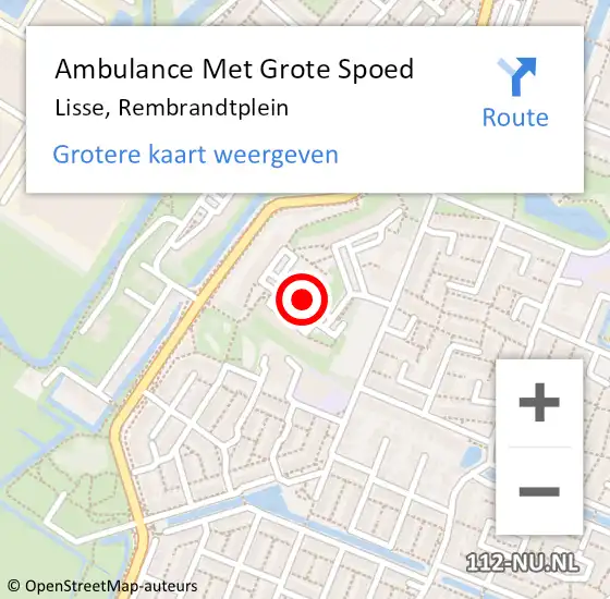 Locatie op kaart van de 112 melding: Ambulance Met Grote Spoed Naar Lisse, Rembrandtplein op 11 september 2019 17:55