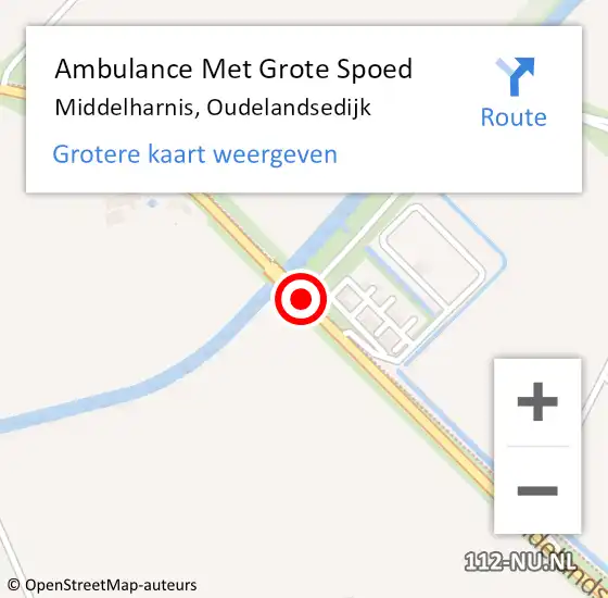 Locatie op kaart van de 112 melding: Ambulance Met Grote Spoed Naar Middelharnis, Oudelandsedijk op 11 september 2019 18:06