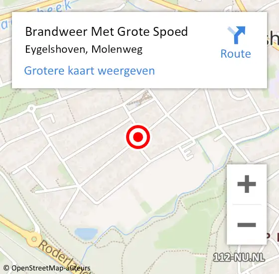 Locatie op kaart van de 112 melding: Brandweer Met Grote Spoed Naar Eygelshoven, Molenweg op 11 september 2019 18:18