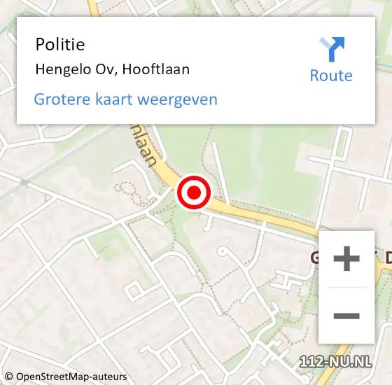 Locatie op kaart van de 112 melding: Politie Hengelo Ov, Hooftlaan op 11 september 2019 18:37