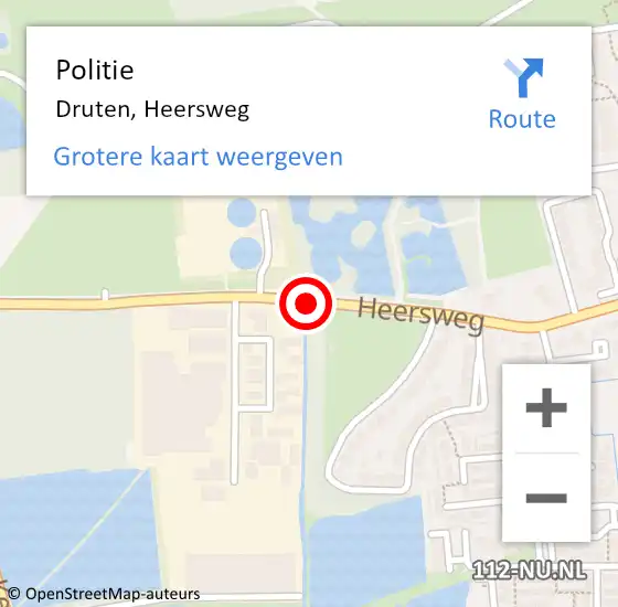 Locatie op kaart van de 112 melding: Politie Druten, Heersweg op 11 september 2019 18:43