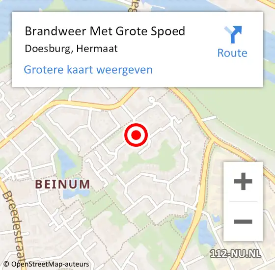 Locatie op kaart van de 112 melding: Brandweer Met Grote Spoed Naar Doesburg, Hermaat op 11 september 2019 18:48