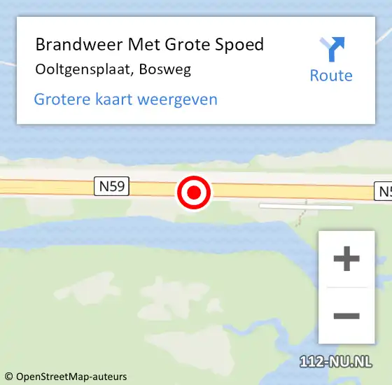 Locatie op kaart van de 112 melding: Brandweer Met Grote Spoed Naar Ooltgensplaat, Bosweg op 11 september 2019 19:08
