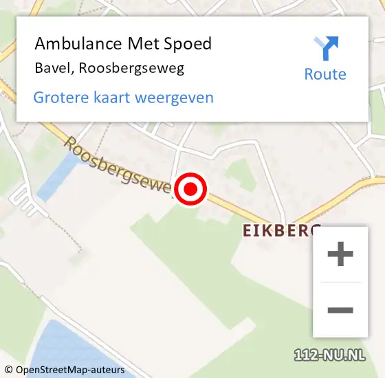 Locatie op kaart van de 112 melding: Ambulance Met Spoed Naar Bavel, Roosbergseweg op 11 september 2019 19:36