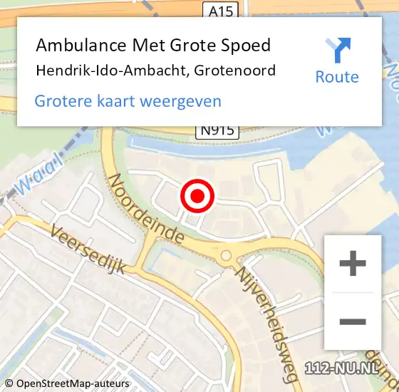 Locatie op kaart van de 112 melding: Ambulance Met Grote Spoed Naar Hendrik-Ido-Ambacht, Grotenoord op 11 september 2019 20:02