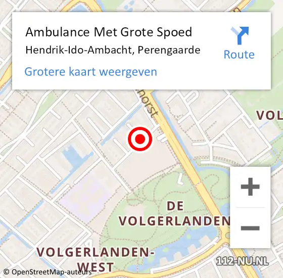 Locatie op kaart van de 112 melding: Ambulance Met Grote Spoed Naar Hendrik-Ido-Ambacht, Perengaarde op 11 september 2019 20:03