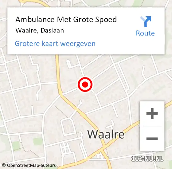 Locatie op kaart van de 112 melding: Ambulance Met Grote Spoed Naar Waalre, Daslaan op 11 september 2019 20:22