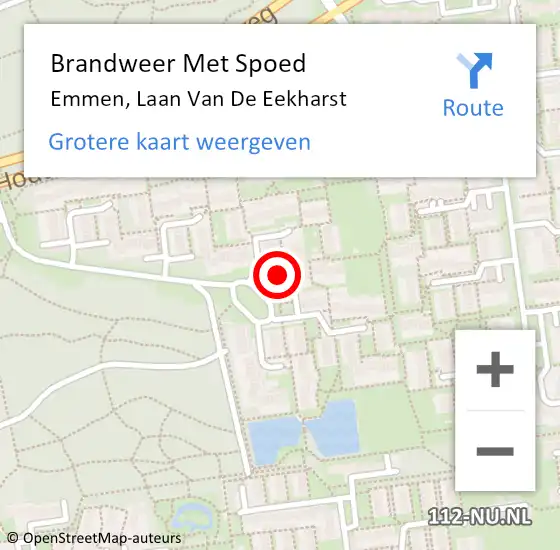 Locatie op kaart van de 112 melding: Brandweer Met Spoed Naar Emmen, Laan Van De Eekharst op 11 september 2019 20:33