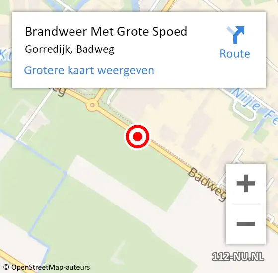 Locatie op kaart van de 112 melding: Brandweer Met Grote Spoed Naar Gorredijk, Badweg op 11 september 2019 20:53