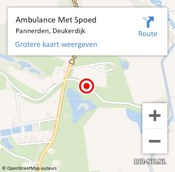 Locatie op kaart van de 112 melding: Ambulance Met Spoed Naar Pannerden, Deukerdijk op 11 september 2019 22:18