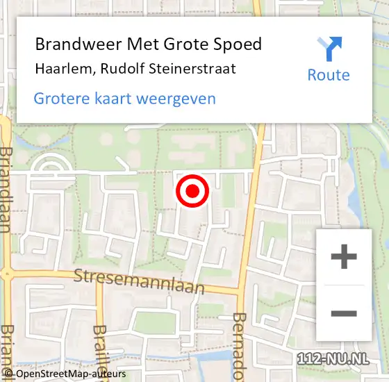 Locatie op kaart van de 112 melding: Brandweer Met Grote Spoed Naar Haarlem, Rudolf Steinerstraat op 11 september 2019 23:19