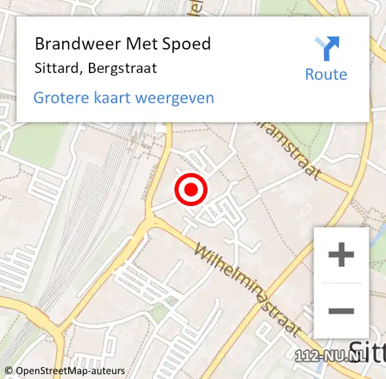 Locatie op kaart van de 112 melding: Brandweer Met Spoed Naar Sittard, Bergstraat op 11 september 2019 23:53