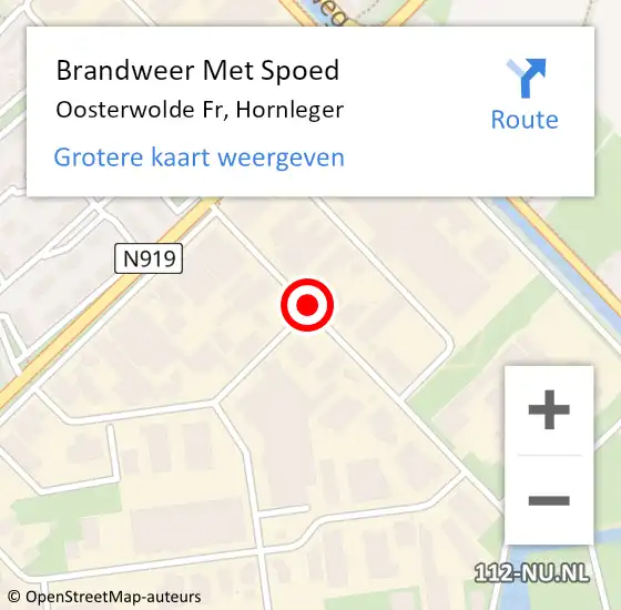 Locatie op kaart van de 112 melding: Brandweer Met Spoed Naar Oosterwolde Fr, Hornleger op 12 september 2019 00:12