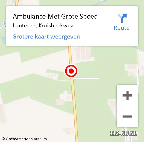 Locatie op kaart van de 112 melding: Ambulance Met Grote Spoed Naar Lunteren, Kruisbeekweg op 12 september 2019 03:35
