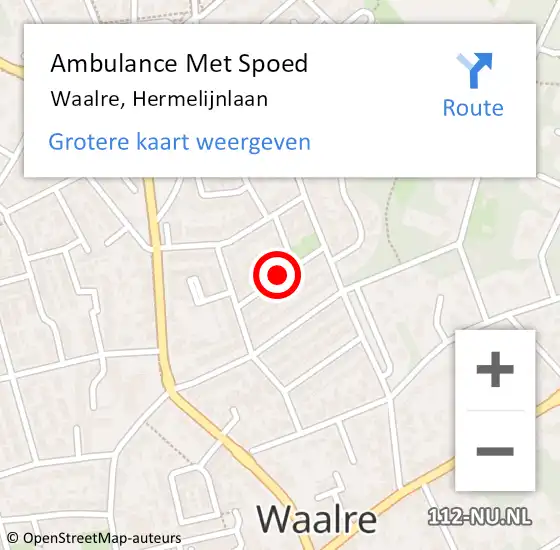 Locatie op kaart van de 112 melding: Ambulance Met Spoed Naar Waalre, Hermelijnlaan op 12 september 2019 04:23