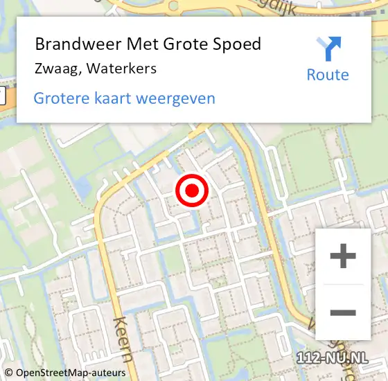 Locatie op kaart van de 112 melding: Brandweer Met Grote Spoed Naar Zwaag, Waterkers op 12 september 2019 05:24