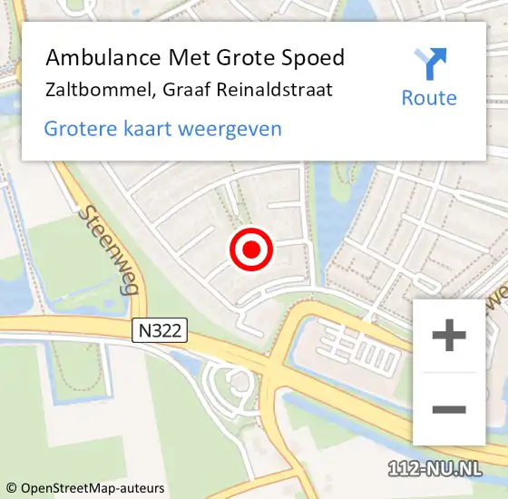 Locatie op kaart van de 112 melding: Ambulance Met Grote Spoed Naar Zaltbommel, Graaf Reinaldstraat op 12 september 2019 05:54